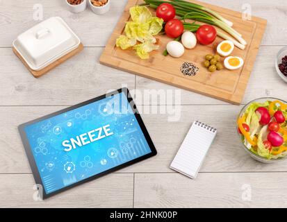 Healthy Tablet Pc compostion, immune system boost concept Stock Photo