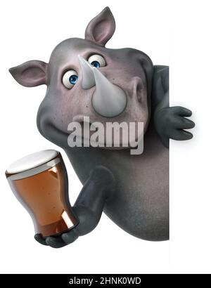 Fun rhinoceros - 3D Illustration Stock Photo