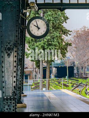 Train Arriving at Station, Athens, Greece Stock Photo