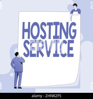 Inspiration showing sign Hosting Service. Business idea provides services for the website to be seen in the Internet Typing And Filing Office Documents, Creating Work Related Files Stock Photo