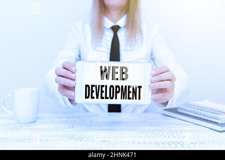 Text showing inspiration Web Development, Conceptual photo dealing with developing websites for hosting via intranet App Developer Presenting New Prog Stock Photo