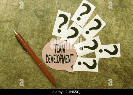 Conceptual caption Team Development, Conceptual photo learn why and how small groups change over time with graphs Writing Inquiries And Thinking Of Ne Stock Photo