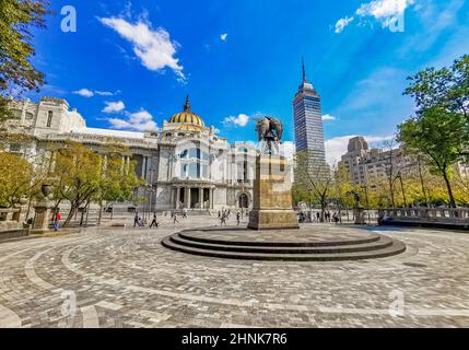 Palace of fine arts Torre Latinoamericana skyscraper Mexico City. Stock Photo