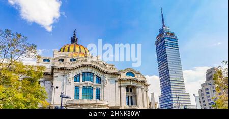 Palace of fine arts Torre Latinoamericana skyscraper Mexico City. Stock Photo