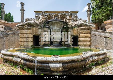 Fountain in the Gardens of Villa Farnese Stock Photo