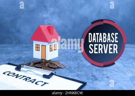 Text showing inspiration Database Server, Business approach uses a database application that provides database services Presenting Brand New House, Ho Stock Photo
