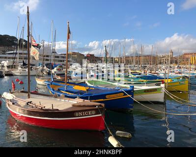 Fishing boats in Nice port Stock Photo