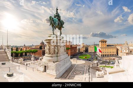View on the Monument to Victor Emmanue and Venice Square Piazza Venezia , Rome, Italy Stock Photo