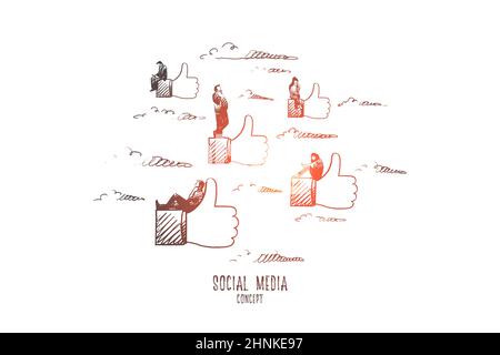 Social media concept. Hand drawn isolated vector. Stock Photo