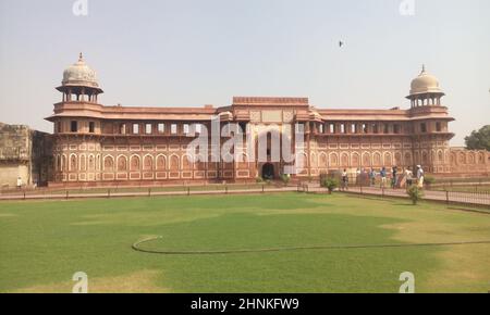 Agra fort is a historical fort built for Mughal emperor akbar at agra city uttar pradesh. This fort is spread in 94 acres. Stock Photo
