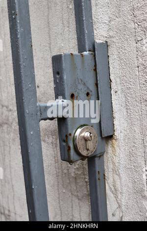 Detailed close up view on metal and steel surfaces. Stock Photo