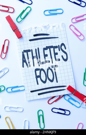 Sign displaying Athlete S Is Foot, Word for a fungus infection of the foot marked by blisters Creative Home Recycling Ideas And Designs Concepts Trash Stock Photo