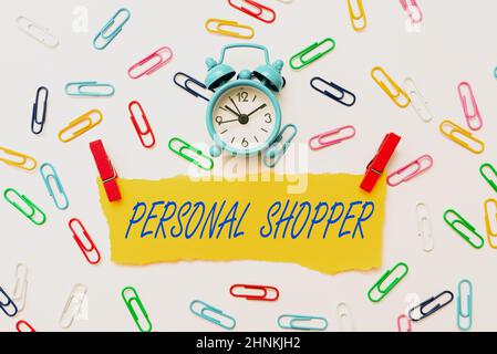 Conceptual caption Personal Shopper, Concept meaning individual who is paid  to help another to purchase goods Creative Home Recycling Ideas And Design  Stock Photo - Alamy