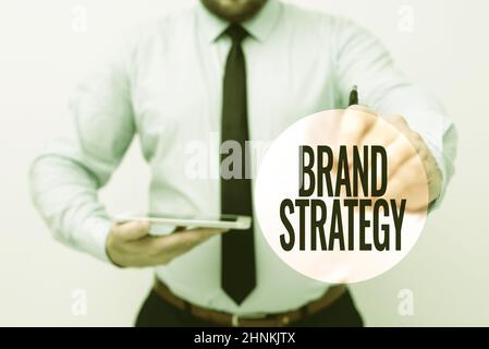Handwriting text Brand Strategy, Business showcase Longterm plan for the development of a successful brand Presenting New Technology Ideas Discussing Stock Photo