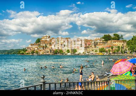 A sunny day on the Lake Bracciano near Rome, Italy Stock Photo