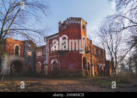 Old ruins. destroyed brick walls of ancient building Stock Photo