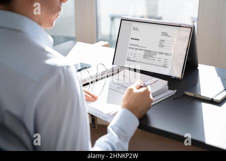 Digital Tax E Invoice Online Software On Laptop Screen Stock Photo