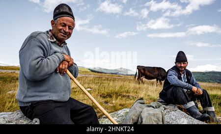 Romanian herder in the carpathian Stock Photo