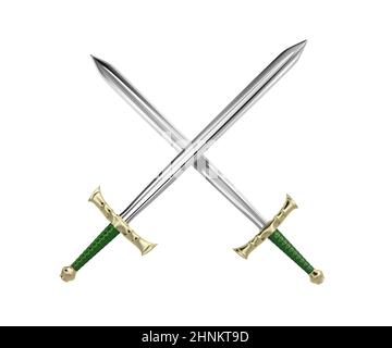 Crossed swords isolated on white background Stock Photo