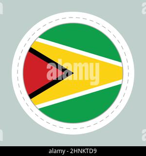 Sticker ball with flag of Guyana. Round sphere, template icon. National symbol. Glossy realistic ball, 3D abstract vector illustration. Big bubble Stock Vector