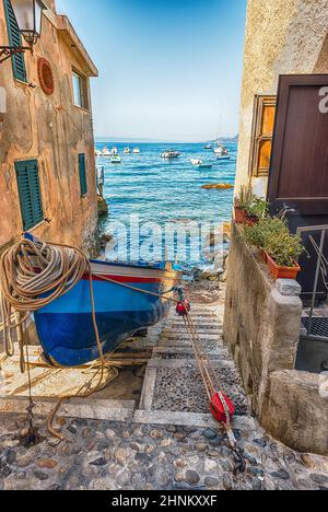 Picturesque streets and alleys in the seaside village, Scilla, Italy Stock Photo