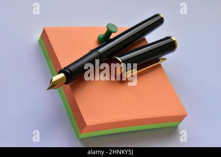 Post-it notes on a white background Stock Photo