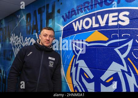 Warrington, UK. 17th Feb, 2022. Josh Charnley #2 of Warrington Wolves arrives at the Halliwell Jones Stadium in Warrington, United Kingdom on 2/17/2022. (Photo by Mark Cosgrove/News Images/Sipa USA) Credit: Sipa USA/Alamy Live News Stock Photo