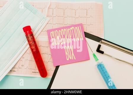 Conceptual caption Subscription Box, Internet Concept button if you clicked on will get news or videos about site Reading Graph And Writing Important Stock Photo