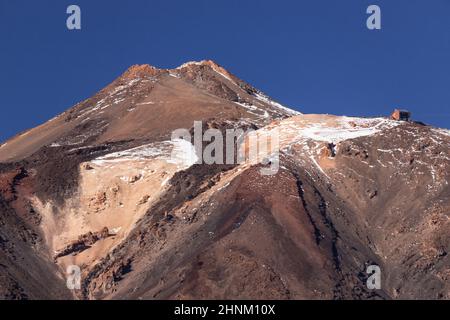 Snow on the summit of Mount Teide, Tenerife, Canary Islands Stock Photo