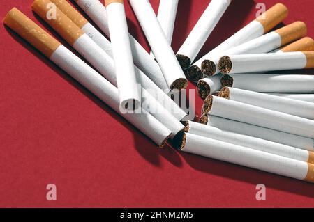 how many types of cigarettes different types of cigarettes on a white background Stock Photo
