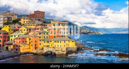 Boccadasse marina panorama  in Genoa, Italy Stock Photo