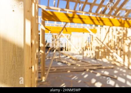 Framing for new house under construction, selective focus for background Stock Photo