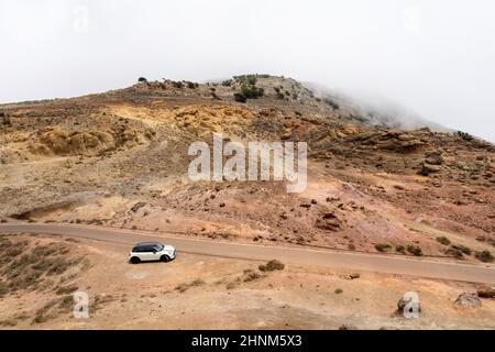 TENERIFE, CANARY ISLANDS, SPAIN - JULY 07, 2021: 'Lunar landscape' on the Teno Upland (Paisaje Lunar En Teno Alto). Stock Photo