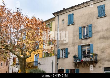 Sauve, medieval village in France, view of typical street and houses Stock Photo