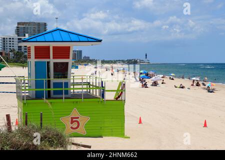Pompano Beach View Looking North from Pier on a Sunny Day Stock Photo