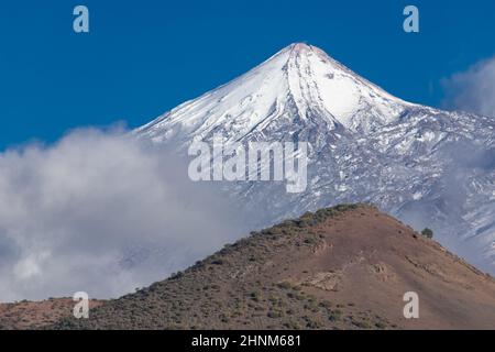 Snow on the summit of Mount Teide, Tenerife, Canary Islands Stock Photo