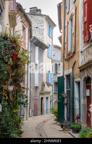 Sauve, medieval village in France, view of typical street and houses Stock Photo