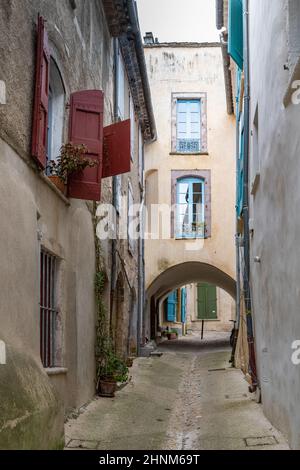 Sauve, medieval village in France, view of typical street and houses Stock Photo