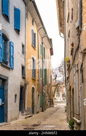 Sauve, medieval village in France, view of typical street and houses Stock Photo