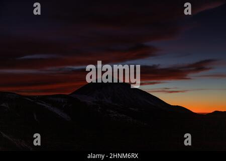 Dusk over Mount Teide, Tenerife, Canary Islands Stock Photo