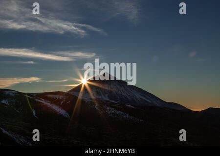 Sunset over Mount Teide, Tenerife, Canary Islands Stock Photo