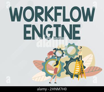 Conceptual caption Workflow Engine, Business concept software application that manages business processes Abstract Helping Build Community, Society Wo Stock Photo