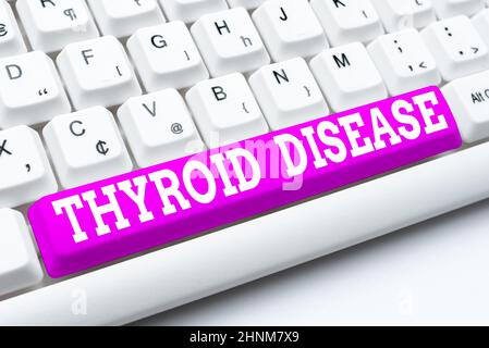 Text showing inspiration Thyroid Disease, Internet Concept the thyroid gland fails to produce enough hormones Creating New Online Shop Business, Typin Stock Photo