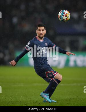 Derby, UK. 15th Feb, 2022. Lionel Messi of PSG during the UEFA Champions League round of 16 1st leg match between Paris Saint-Germain Feminines and Real Madrid at Le Parc des Princes, Paris, France on 15 February 2022. Photo by Andy Rowland. Credit: PRiME Media Images/Alamy Live News Stock Photo