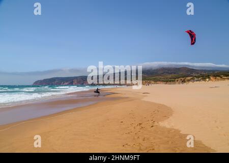 kitesurf at Guincho beach Stock Photo