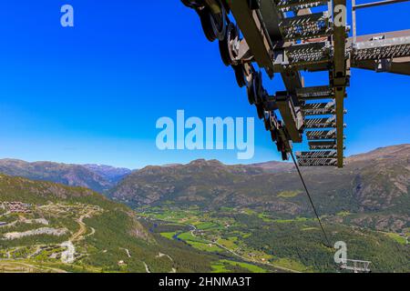 Ski lift panorama Norway, Hemsedal Skicenter in Hemsedalis, Viken. Stock Photo