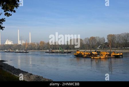 Workships on the river Rhine Stock Photo