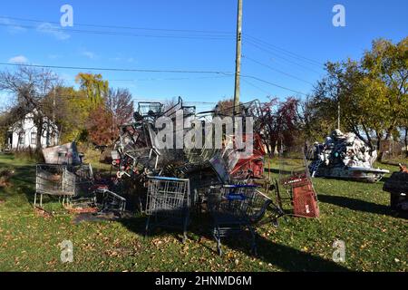 The Heidelberg Project on Heidelberg St, created by Tyree Guyton & family in the McDougall-Hunt neighbourhood of Detroit, Michigan, USA. Stock Photo