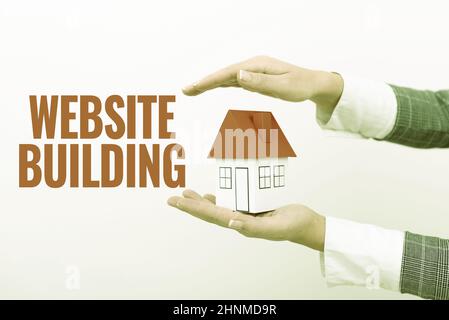 Sign displaying Website Building, Business idea tools that typically allow the construction of pages Planning On Moving Into New Home Ideas, Creating Stock Photo