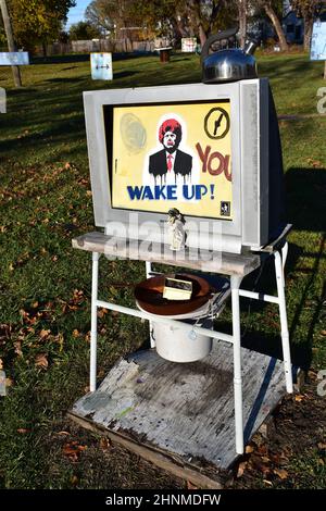 The Heidelberg Project on Heidelberg St, created by Tyree Guyton & family in the McDougall-Hunt neighbourhood of Detroit, Michigan, USA. Stock Photo